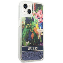 Заредете изображение във визуализатора на галерията – Guess GUHCP14MLFLSB iPhone 14 Plus 6.7 "blue / blue hardcase Flower Liquid Glitter - TopMag
