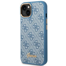Заредете изображение във визуализатора на галерията – Guess GUHCP14SHG4SHB iPhone 14 6.1 "blue / blue hard case 4G Vintage Gold Logo - TopMag
