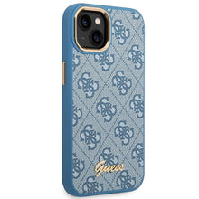 Заредете изображение във визуализатора на галерията – Guess GUHCP14SHG4SHB iPhone 14 6.1 "blue / blue hard case 4G Vintage Gold Logo - TopMag
