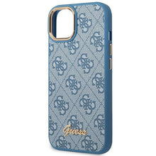 Заредете изображение във визуализатора на галерията – Guess GUHCP14SHG4SHB iPhone 14 6.1 "blue / blue hard case 4G Vintage Gold Logo - TopMag
