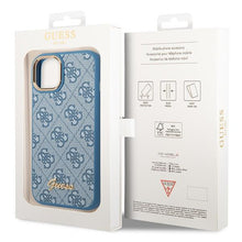 Заредете изображение във визуализатора на галерията – Guess GUHCP14SHG4SHB iPhone 14 6.1 "blue / blue hard case 4G Vintage Gold Logo - TopMag
