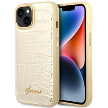 Заредете изображение във визуализатора на галерията – Guess GUHCP14SHGCRHD iPhone 14 6.1 "gold / gold hardcase Croco Collection - TopMag
