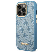Заредете изображение във визуализатора на галерията – Guess GUHCP14XHG4SHB iPhone 14 Pro Max 6.7 "blue / blue hard case 4G Vintage Gold Logo - TopMag
