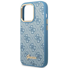 Заредете изображение във визуализатора на галерията – Guess GUHCP14XHG4SHB iPhone 14 Pro Max 6.7 "blue / blue hard case 4G Vintage Gold Logo - TopMag
