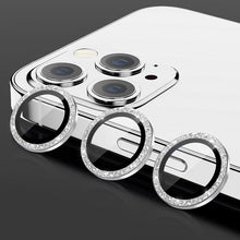 Заредете изображение във визуализатора на галерията – Tempered Glass HARD DIAMOND for camera (LENS) for Iphone 15 Pro/15 Pro Max silver (3 pieces)
