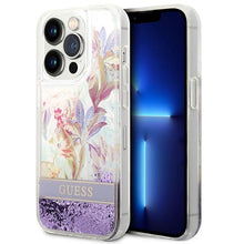 Заредете изображение във визуализатора на галерията – Guess GUHCP14XLFLSU iPhone 14 Pro Max 6.7 "violet / purple hardcase Flower Liquid Glitter - TopMag
