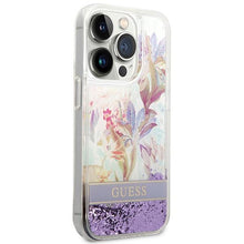 Заредете изображение във визуализатора на галерията – Guess GUHCP14XLFLSU iPhone 14 Pro Max 6.7 "violet / purple hardcase Flower Liquid Glitter - TopMag
