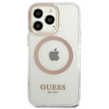 Заредете изображение във визуализатора на галерията – Guess GUHMP13LHTRMD iPhone 13 Pro / 13 6.1 "gold / gold hard case Metal Outline Magsafe - TopMag
