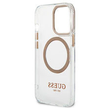 Заредете изображение във визуализатора на галерията – Guess GUHMP13LHTRMD iPhone 13 Pro / 13 6.1 "gold / gold hard case Metal Outline Magsafe - TopMag
