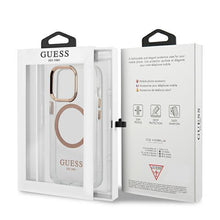 Заредете изображение във визуализатора на галерията – Guess GUHMP13LHTRMD iPhone 13 Pro / 13 6.1 "gold / gold hard case Metal Outline Magsafe - TopMag

