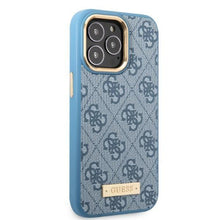 Заредете изображение във визуализатора на галерията – Guess GUHMP13LU4GPRB iPhone 13 Pro / 13 6.1 "blue / blue hard case 4G Logo Plate MagSafe - TopMag
