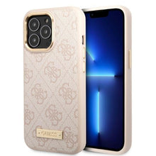 Заредете изображение във визуализатора на галерията – Guess GUHMP13LU4GPRP iPhone 13 Pro / 13 6.1 "pink / pink hard case 4G Logo Plate MagSafe - TopMag
