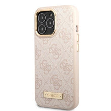 Заредете изображение във визуализатора на галерията – Guess GUHMP13LU4GPRP iPhone 13 Pro / 13 6.1 "pink / pink hard case 4G Logo Plate MagSafe - TopMag
