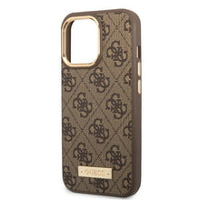 Заредете изображение във визуализатора на галерията – Guess GUHMP13LU4GPRW iPhone 13 Pro / 13 6.1 "brown / brown hard case 4G Logo Plate MagSafe - TopMag
