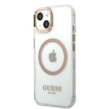 Заредете изображение във визуализатора на галерията – Guess GUHMP13MHTRMD iPhone 13 6.1 "gold / gold hard case Metal Outline Magsafe - TopMag
