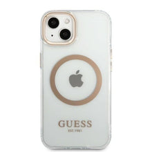 Заредете изображение във визуализатора на галерията – Guess GUHMP13MHTRMD iPhone 13 6.1 "gold / gold hard case Metal Outline Magsafe - TopMag
