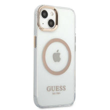 Заредете изображение във визуализатора на галерията – Guess GUHMP13MHTRMD iPhone 13 6.1 "gold / gold hard case Metal Outline Magsafe - TopMag
