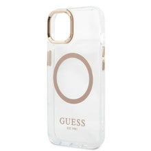 Заредете изображение във визуализатора на галерията – Guess GUHMP13MHTRMD iPhone 13 6.1 "gold / gold hard case Metal Outline Magsafe - TopMag

