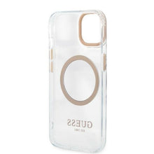 Заредете изображение във визуализатора на галерията – Guess GUHMP13MHTRMD iPhone 13 6.1 "gold / gold hard case Metal Outline Magsafe - TopMag
