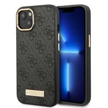 Заредете изображение във визуализатора на галерията – Guess GUHMP13MU4GPRK iPhone 13 6.1 "black / black hard case 4G Logo Plate MagSafe - TopMag
