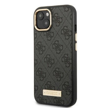 Заредете изображение във визуализатора на галерията – Guess GUHMP13MU4GPRK iPhone 13 6.1 "black / black hard case 4G Logo Plate MagSafe - TopMag
