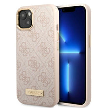 Заредете изображение във визуализатора на галерията – Guess GUHMP13MU4GPRP iPhone 13 6.1 "pink / pink hard case 4G Logo Plate MagSafe - TopMag

