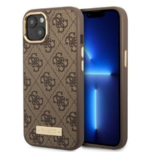 Заредете изображение във визуализатора на галерията – Guess GUHMP13MU4GPRW iPhone 13 6.1 "brown / brown hard case 4G Logo Plate MagSafe - TopMag
