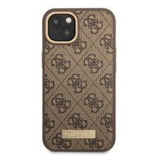 Заредете изображение във визуализатора на галерията – Guess GUHMP13MU4GPRW iPhone 13 6.1 "brown / brown hard case 4G Logo Plate MagSafe - TopMag
