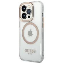 Заредете изображение във визуализатора на галерията – Guess GUHMP14LHTRMD iPhone 14 Pro 6.1 "gold / gold hard case Metal Outline Magsafe - TopMag
