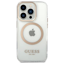 Заредете изображение във визуализатора на галерията – Guess GUHMP14LHTRMD iPhone 14 Pro 6.1 "gold / gold hard case Metal Outline Magsafe - TopMag
