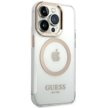Заредете изображение във визуализатора на галерията – Guess GUHMP14LHTRMD iPhone 14 Pro 6.1 "gold / gold hard case Metal Outline Magsafe - TopMag
