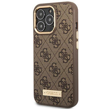 Заредете изображение във визуализатора на галерията – Guess GUHMP14LU4GPRW iPhone 14 Pro 6.1 "brown / brown hard case 4G Logo Plate MagSafe - TopMag
