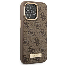 Заредете изображение във визуализатора на галерията – Guess GUHMP14LU4GPRW iPhone 14 Pro 6.1 "brown / brown hard case 4G Logo Plate MagSafe - TopMag
