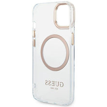 Заредете изображение във визуализатора на галерията – Guess GUHMP14MHTRMD iPhone 14 Plus 6.7 "gold / gold hard case Metal Outline Magsafe - TopMag
