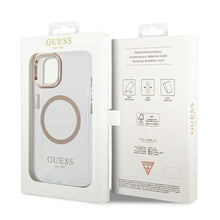 Заредете изображение във визуализатора на галерията – Guess GUHMP14MHTRMD iPhone 14 Plus 6.7 "gold / gold hard case Metal Outline Magsafe - TopMag
