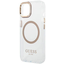 Заредете изображение във визуализатора на галерията – Guess GUHMP14SHTRMD iPhone 14 6.1 "gold / gold hard case Metal Outline Magsafe - TopMag
