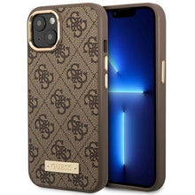 Заредете изображение във визуализатора на галерията – Guess GUHMP14SU4GPRW iPhone 14 6.1 "brown / brown hard case 4G Logo Plate MagSafe - TopMag
