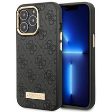Заредете изображение във визуализатора на галерията – Guess GUHMP14XU4GPRK iPhone 14 Pro Max 6.7 "black / black hard case 4G Logo Plate MagSafe - TopMag
