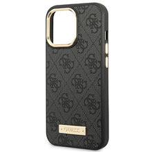 Заредете изображение във визуализатора на галерията – Guess GUHMP14XU4GPRK iPhone 14 Pro Max 6.7 "black / black hard case 4G Logo Plate MagSafe - TopMag
