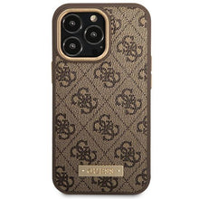 Заредете изображение във визуализатора на галерията – Guess GUHMP14XU4GPRW iPhone 14 Pro Max 6.7 "brown / brown hard case 4G Logo Plate MagSafe - TopMag
