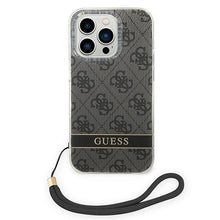 Заредете изображение във визуализатора на галерията – Guess GUOHCP14LH4STK iPhone 14 Pro 6.1 "black / black hardcase 4G Print Strap - TopMag
