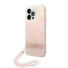 Заредете изображение във визуализатора на галерията – Guess GUOHCP14LH4STP iPhone 14 Pro 6.1 "pink / pink hardcase 4G Print Strap - TopMag
