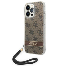Заредете изображение във визуализатора на галерията – Guess GUOHCP14LH4STW iPhone 14 Pro 6.1 "brown / brown hardcase 4G Print Strap - TopMag
