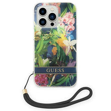 Заредете изображение във визуализатора на галерията – Guess GUOHCP14LHFLSB iPhone 14 Pro 6.1 "blue / blue hardcase Flower Strap - TopMag
