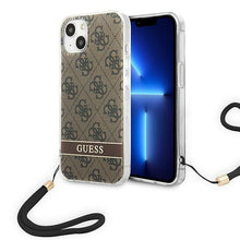 Заредете изображение във визуализатора на галерията – Guess GUOHCP14MH4STW iPhone 14 Plus 6.7 "brown / brown hardcase 4G Print Strap - TopMag
