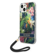 Заредете изображение във визуализатора на галерията – Guess GUOHCP14SHFLSB iPhone 14 6.1 "blue / blue hardcase Flower Strap - TopMag
