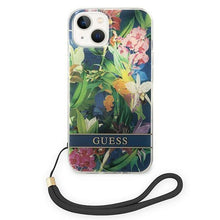Заредете изображение във визуализатора на галерията – Guess GUOHCP14SHFLSB iPhone 14 6.1 "blue / blue hardcase Flower Strap - TopMag
