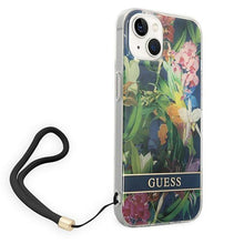 Заредете изображение във визуализатора на галерията – Guess GUOHCP14SHFLSB iPhone 14 6.1 "blue / blue hardcase Flower Strap - TopMag
