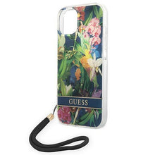 Заредете изображение във визуализатора на галерията – Guess GUOHCP14SHFLSB iPhone 14 6.1 "blue / blue hardcase Flower Strap - TopMag
