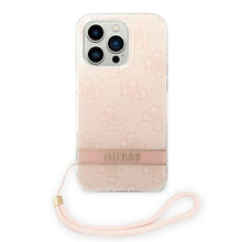 Заредете изображение във визуализатора на галерията – Guess GUOHCP14XH4STP iPhone 14 Pro Max 6.7 "pink / pink hardcase 4G Print Strap - TopMag
